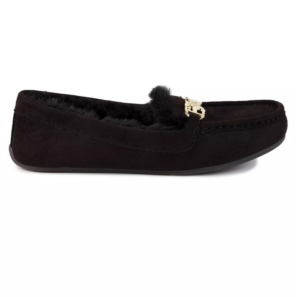 Juicy Couture Faux Fur & Fabric Moccasin Slippers-NWT